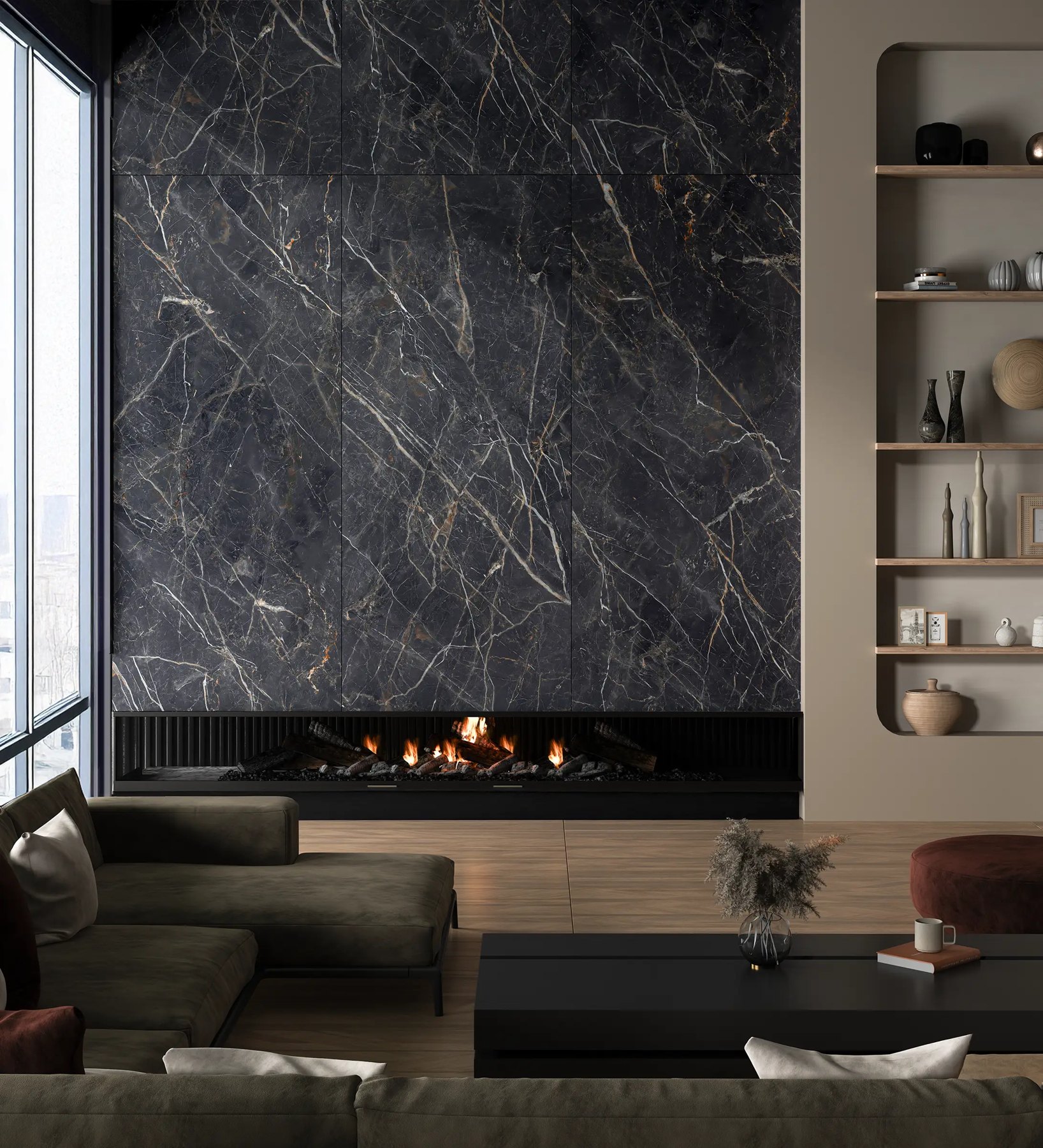 Керамогранит Cosmos Black, 60×120 см, 8 мм, кристалл