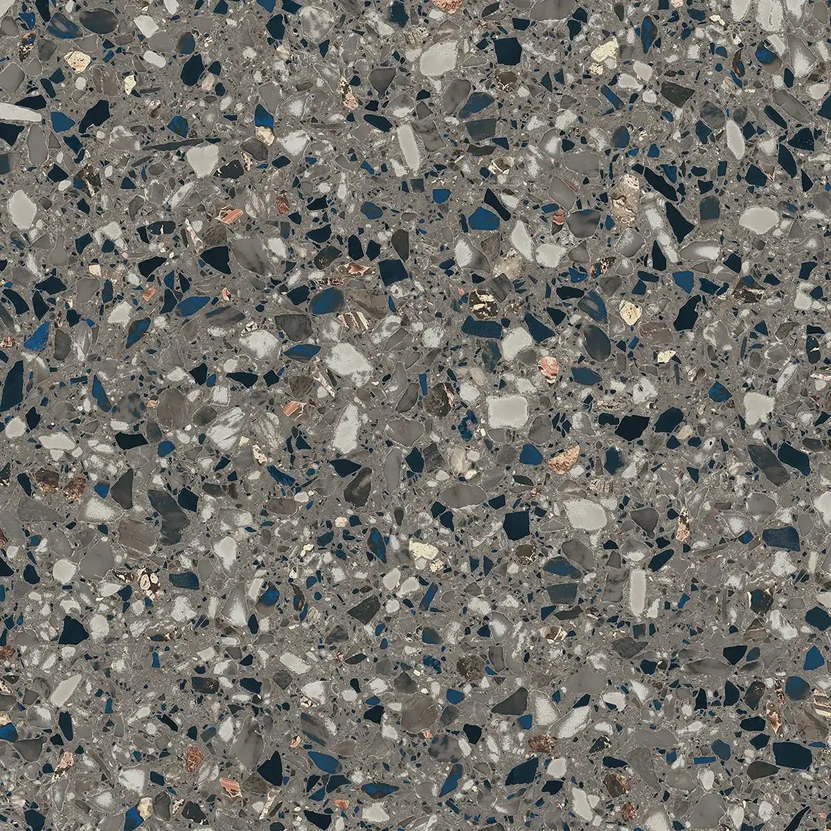 Керамогранит Terrazzo Anthracite, 80×80 см, 8 мм, матовая
